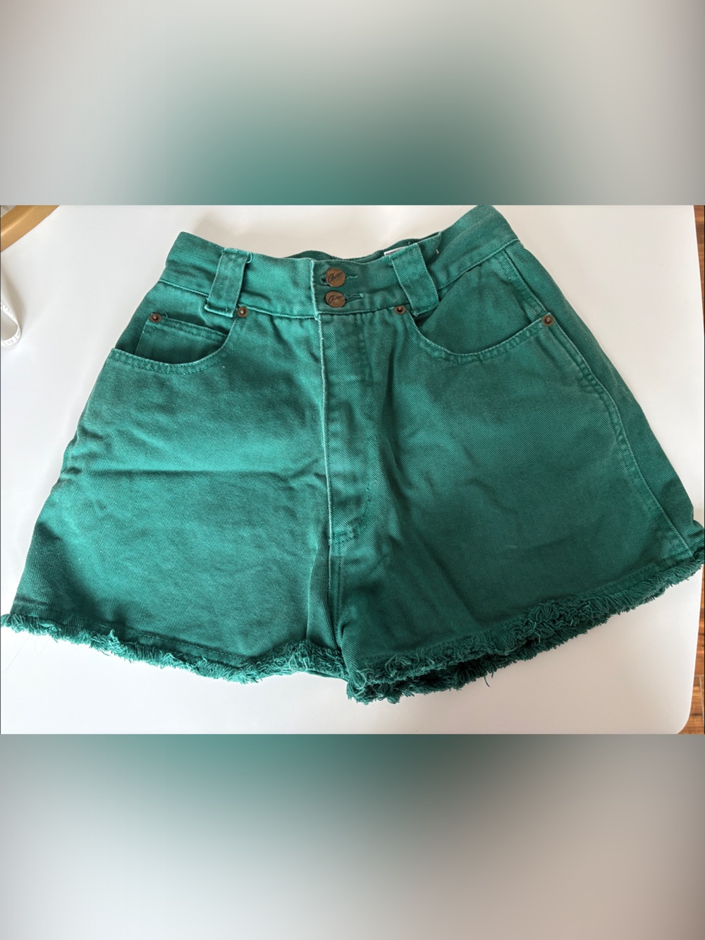Vintage High Waist Green Denim Shorts